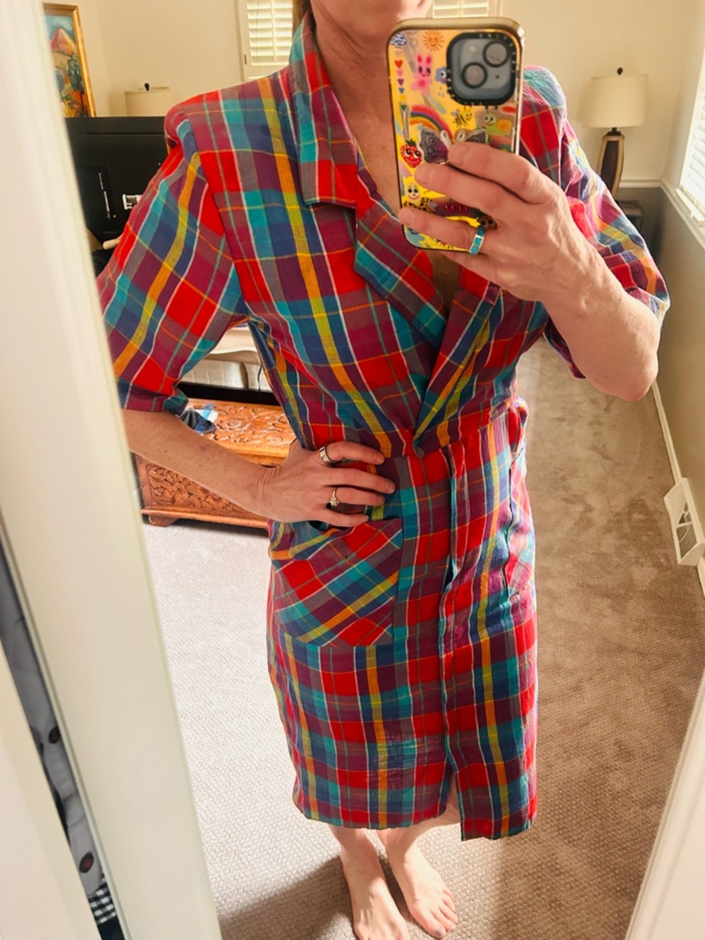 Vintage 80s Paquette Too plaid dress Size Medium